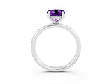 White gold Round Cut Amethyst Solitaire Ring with Thin Band and Four-Prong Setting_15