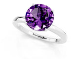 White gold Round Cut Amethyst Solitaire Ring with Thin Band and Prong Setting_13