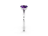 White gold Round Cut Amethyst Solitaire Ring with Thin Band and Prong Setting_14