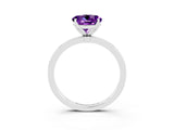 White gold Round Cut Amethyst Solitaire Ring with Thin Band and Prong Setting_15