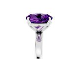White gold Round Cut Amethyst Solitaire Ring with Thin Band and Prong Setting_17