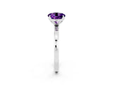 White gold Round Cut Amethyst Solitaire Ring with Thin Band and Prong Setting_38