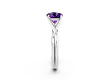 White gold Round Cut Amethyst Solitaire Twist Band Prong Setting Ring_38