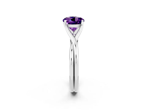 White gold Round Cut Amethyst Solitaire Twist Band Prong Setting Ring_38