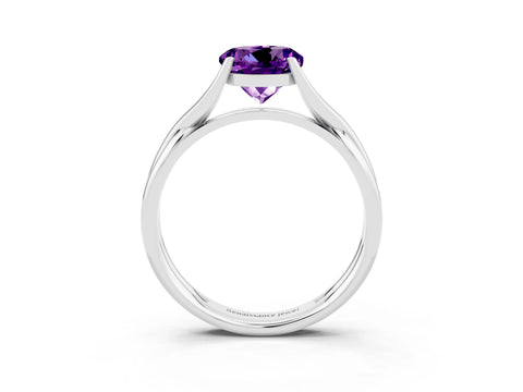 White gold Round Cut Amethyst Solitaire Twist Band Prong Setting Ring_39