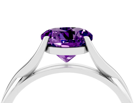 White gold Round Cut Amethyst Solitaire Twist Band Prong Setting Ring_40