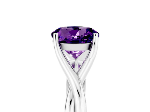 White gold Round Cut Amethyst Solitaire Twist Band Prong Setting Ring_41