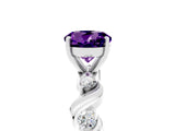 White gold Round Cut Amethyst Solitaire Twisted Band with Round  Accents and Prong Setting_17