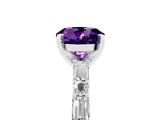 White gold Round Cut Amethyst Solitaire with Side Baguettes and Channel Set Band_5