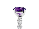 White gold Round Cut Amethyst Solitaire with Side Stones, Pave Band, Four-Prong Setting_41