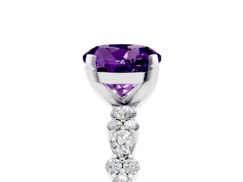 White gold Round Cut Amethyst Solitaire with Side Stones, Pave Band, Four-Prong Setting_41