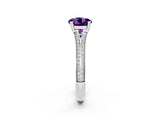 White gold Round Cut Amethyst Split Shank Engagement Ring with Pavé Band_2