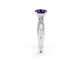 White gold Round Cut Amethyst Three-Stone Ring with Pavé Split Shank and Four-Prong Setting_2