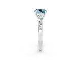 White gold Round Cut Aquamarine Cluster Side Stone Solitaire Ring with Prong Setting_26