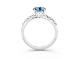 White gold Round Cut Aquamarine Cluster Side Stone Solitaire Ring with Prong Setting_27