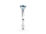 White gold Round Cut Aquamarine Engagement Ring with Side Stone Accents and Four-Prong Setting_26