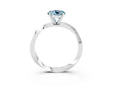 White gold Round Cut Aquamarine Engagement Ring with Side Stone Accents and Four-Prong Setting_27