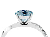 White gold Round Cut Aquamarine Engagement Ring with Side Stone Accents and Four-Prong Setting_28