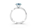 White gold Round Cut Aquamarine Engagement Ring with Side Stone Accents and Four-Prong Setting_52