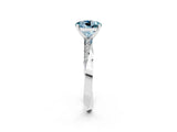 White gold Round Cut Aquamarine Engagement Ring with Side Stone Accents and Four-Prong Setting_53