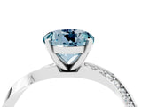 White gold Round Cut Aquamarine Engagement Ring with Side Stone Accents and Four-Prong Setting_76