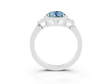 White gold Round Cut Aquamarine Halo Ring with Tapered Band and Four-Prong Setting_3