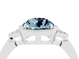 White gold Round Cut Aquamarine Halo Ring with Tapered Band and Four-Prong Setting_4