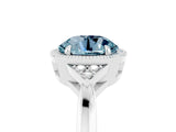 White gold Round Cut Aquamarine Halo Ring with Tapered Band and Four-Prong Setting_5