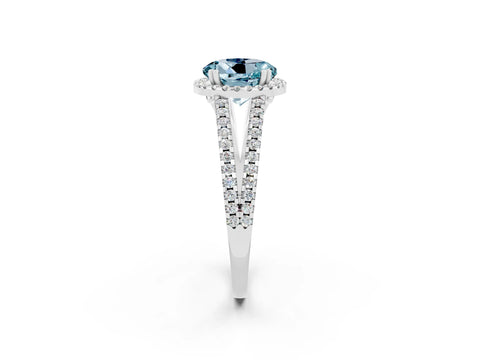 White gold Round Cut Aquamarine Halo Split Shank Engagement Ring_14