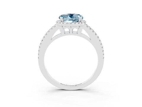 White gold Round Cut Aquamarine Halo Split Shank Engagement Ring_15