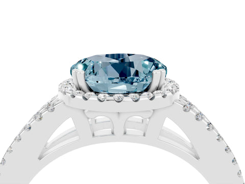 White gold Round Cut Aquamarine Halo Split Shank Engagement Ring_16