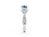 White gold Round Cut Aquamarine Halo Twist Band Solitaire Prong Setting Ring_2