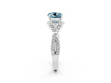 White gold Round Cut Aquamarine  Halo Twist Band Solitaire Prong Setting Ring_26