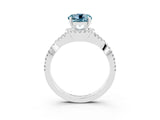 White gold Round Cut Aquamarine  Halo Twist Band Solitaire Prong Setting Ring_27