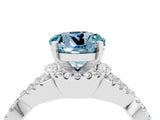 White gold Round Cut Aquamarine  Halo Twist Band Solitaire Prong Setting Ring_28