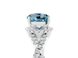 White gold Round Cut Aquamarine  Halo Twist Band Solitaire Prong Setting Ring_29