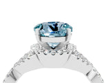 White gold Round Cut Aquamarine  Halo Twist Band Solitaire Prong Setting Ring_58
