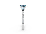 White gold Round Cut Aquamarine Milgrain Pavé Engagement Ring with Four-Prong Setting_2