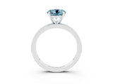White gold Round Cut Aquamarine Milgrain Pavé Engagement Ring with Four-Prong Setting_3