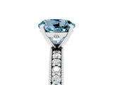 White gold Round Cut Aquamarine Milgrain Pavé Engagement Ring with Four-Prong Setting_5