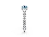 White gold Round Cut Aquamarine Pavé Solitaire Ring with Round Band and Prong Setting_38