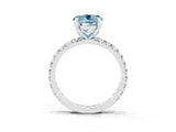 White gold Round Cut Aquamarine Pavé Solitaire Ring with Round Band and Prong Setting_39