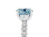 White gold Round Cut Aquamarine Pavé Solitaire Ring with Round Band and Prong Setting_41