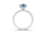 White gold Round Cut Aquamarine Pave Band Solitaire Ring with Four-Prong Setting_27