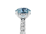 White gold Round Cut Aquamarine Pave Band Solitaire Ring with Four-Prong Setting_29