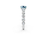 White gold Round Cut Aquamarine Prong Setting with Side Stones on a Pave Band_2