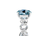 White gold Round Cut Aquamarine Prong Setting with Side Stones on a Pave Band_5