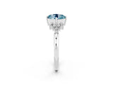 White gold Round Cut Aquamarine Ring with Side Stones and Four-Prong Setting_38
