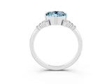 White gold Round Cut Aquamarine Ring with Side Stones and Four-Prong Setting_39