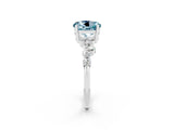 White gold Round Cut Aquamarine Scattered Round Accent Ring with Prong Setting_26